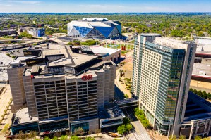 CNN Center Aerial View   Atlanta GA 0588